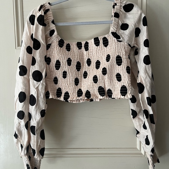 Kivari Rammy Polka Shirred Top NWT - Picture 2 of 9